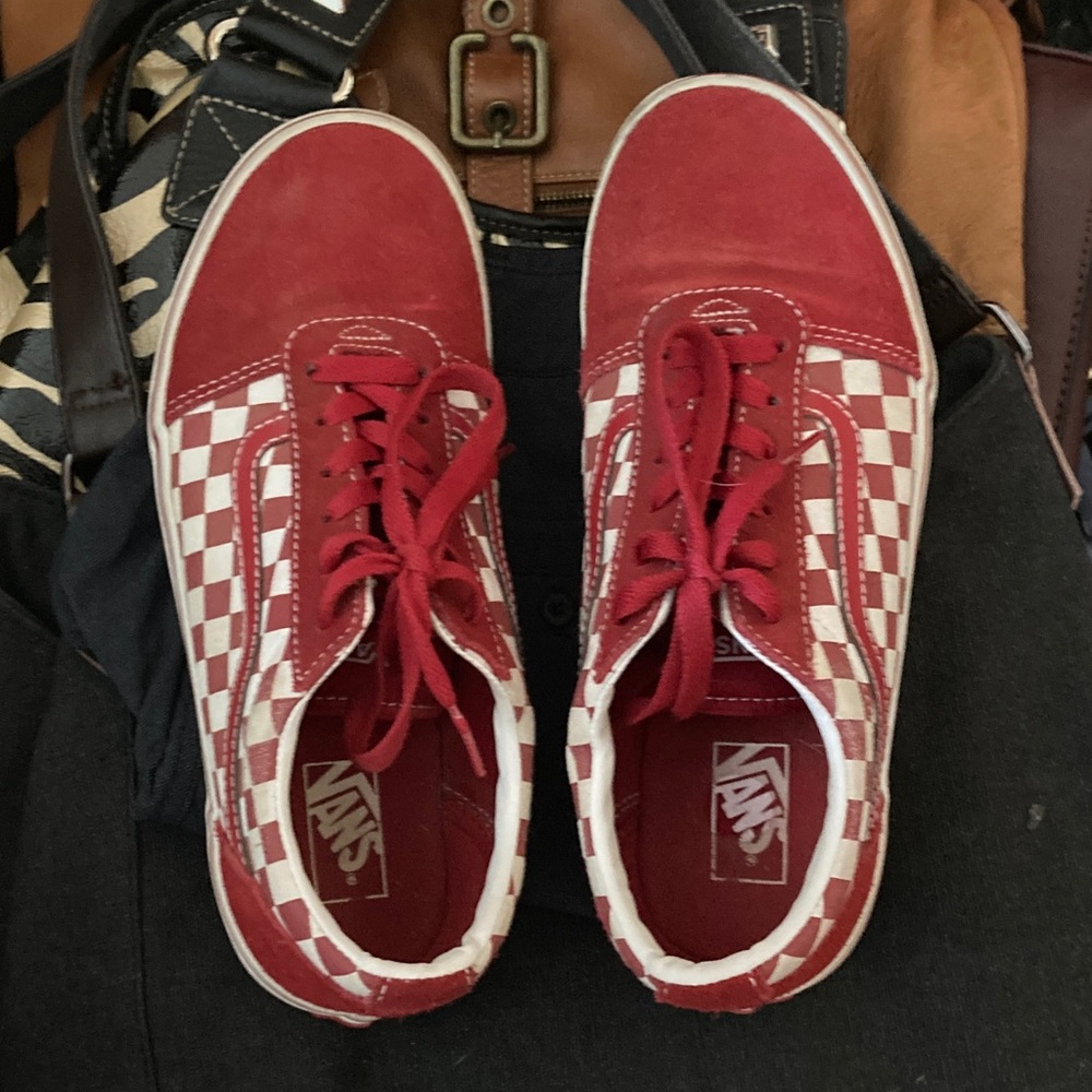 Vans Red and White Checkered Sneakers